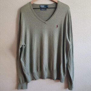 Polo Ralph Lauren Sweater Mens XL V Neck Silk Cashmere Knit Pullover